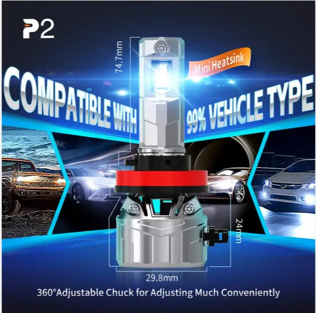 LED-лампа головного света H1, 9600 лм