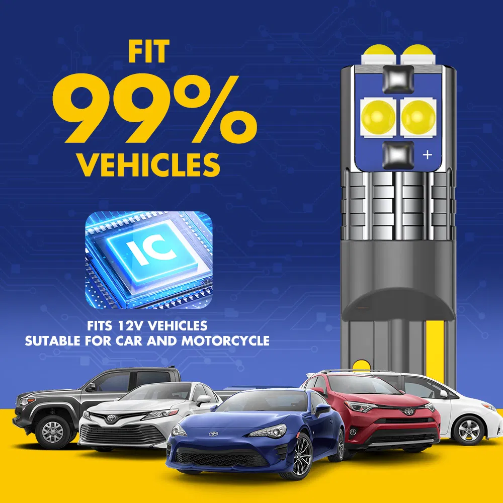 Светодиодные лампы BKR T10 W5W для авто, 6SMD