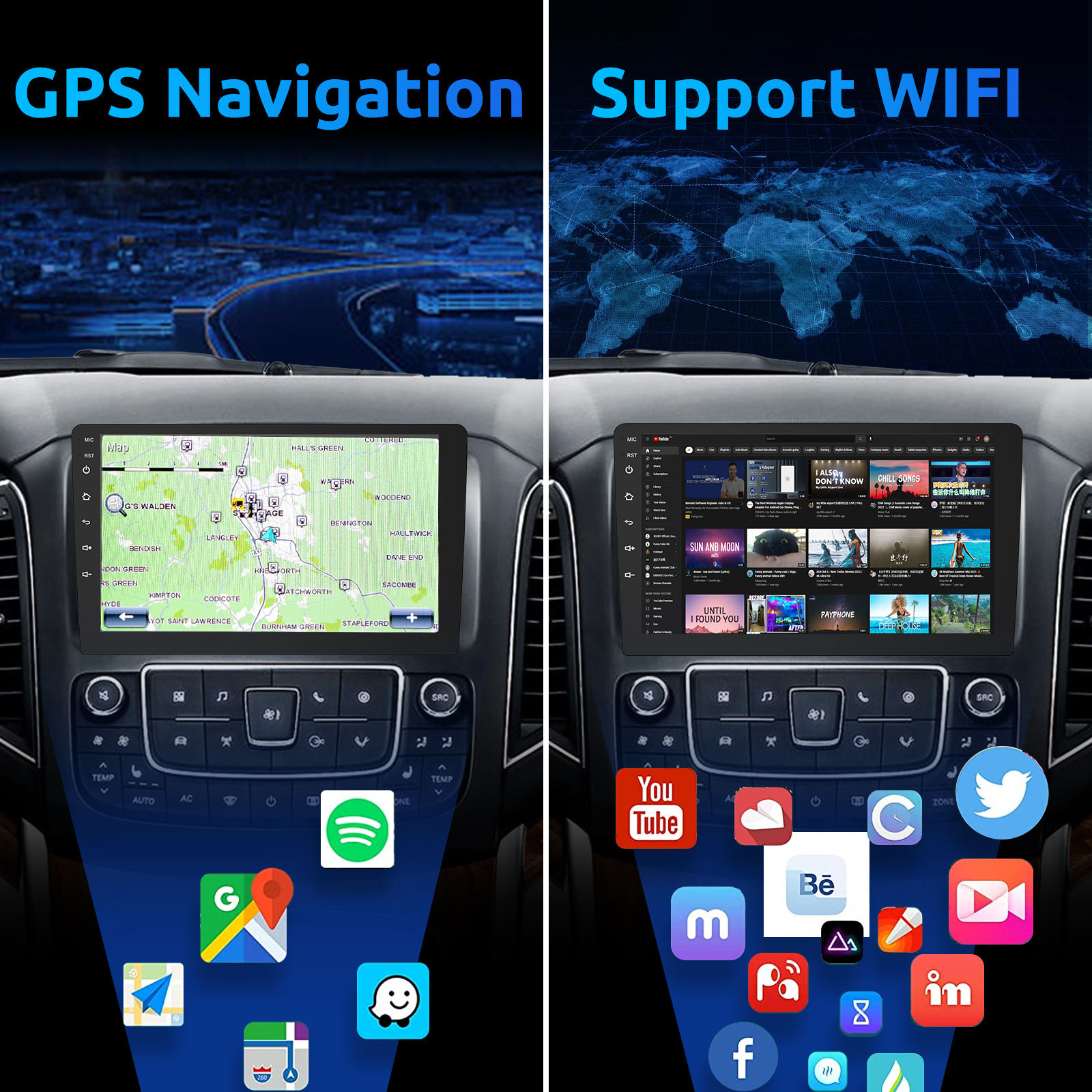 7/9/10/11.5/13.1-дюймовая 2DIN магнитола на Android с Android Auto, CarPlay, GPS, навигацией и DVD-плеером для автомобилей