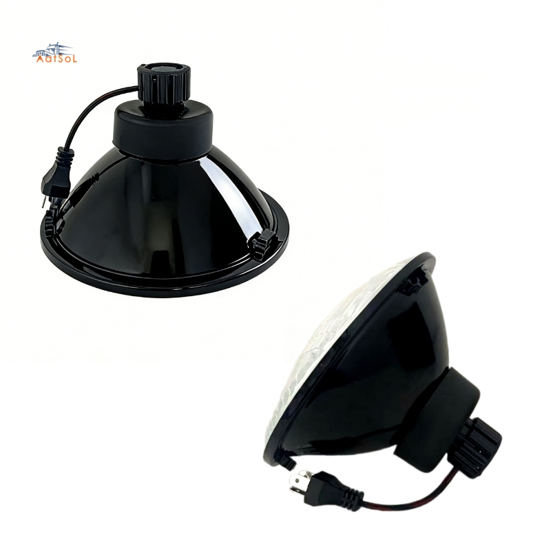 Best Price 7 Inch Black Metal Housing LED Headlight H4 Bulb 6014 Hi/Low Beam 24V Voltage Semi-Sealed Beam New Condition