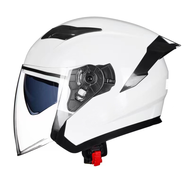 DOT Open Face Motorcycle Helmet Dual Visor with Washable Liner