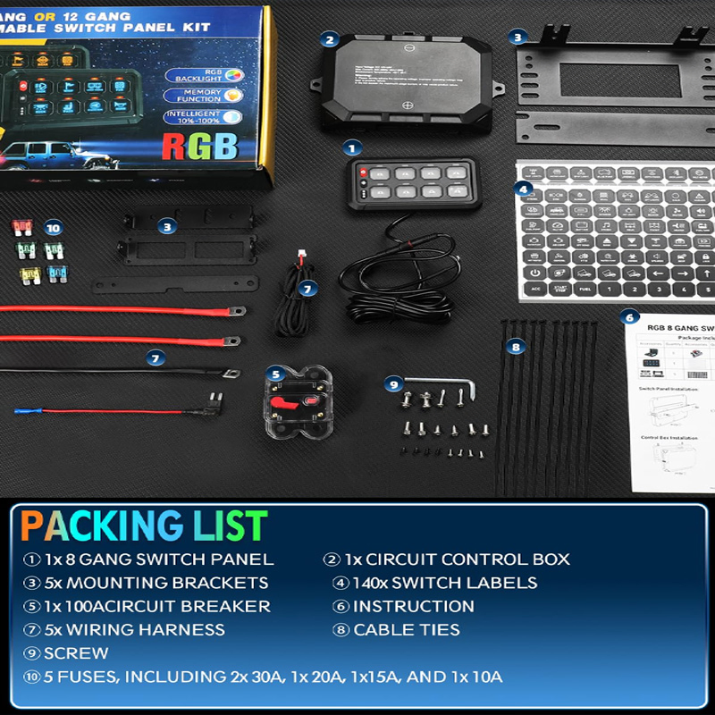 4X4 Schakel Paneelbluetooth Control Switch Panel 8 Gang Axillary Control Switch Panel APP