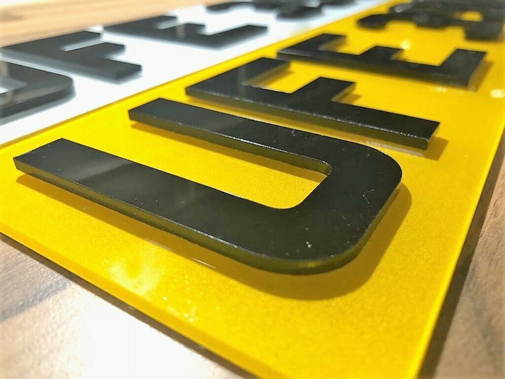 4D 3D Laser Cut Acrylic Double Thick Letters Front & Rear Red Car Number Plates