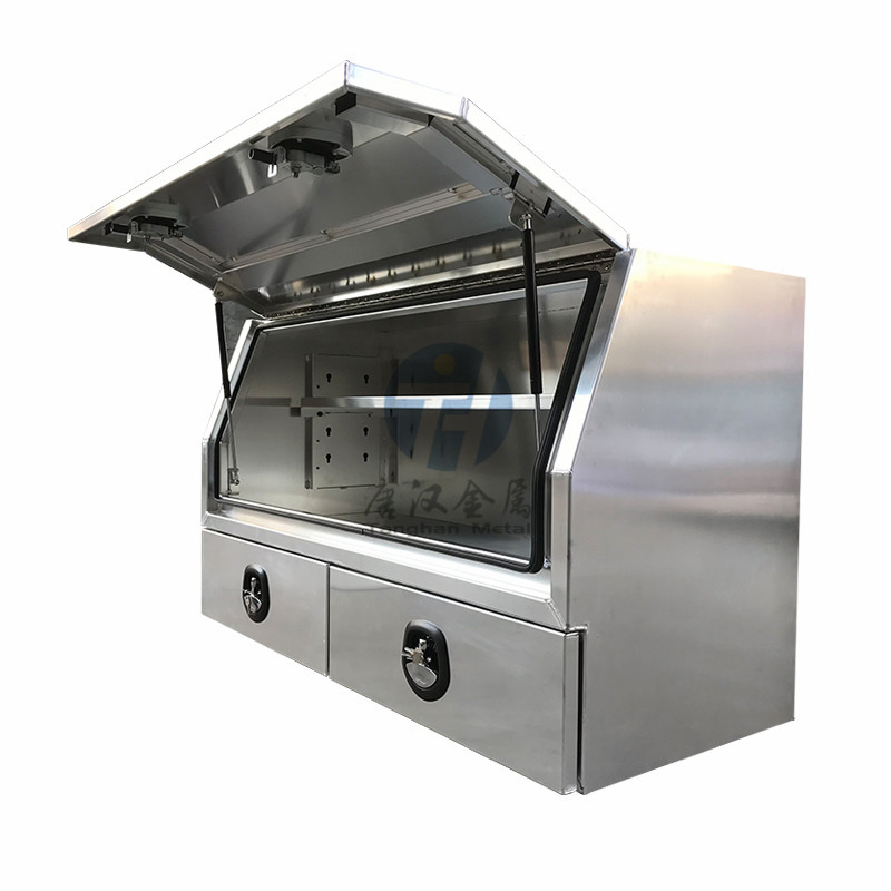 Aluminum Flat Alloy Plate Truck Bed Tool Storage Box with 2 Drawer