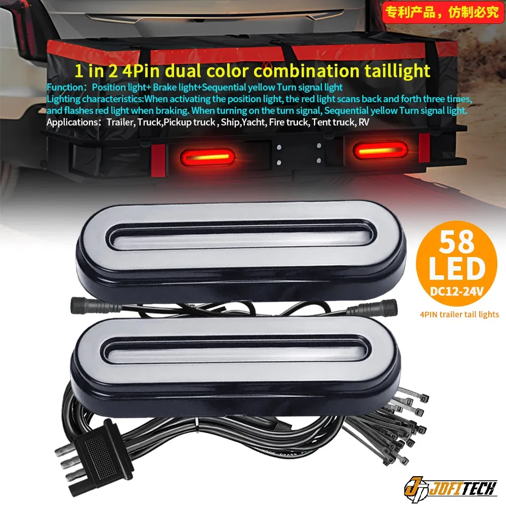 12V 24V Waterproof Auto LED Turning Signal Lamp Halo Ring Brake Stop Tail Light for Caravans Vans Travel Trailers Trucks New