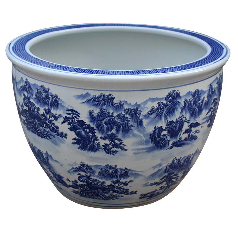 Jingdezhen большие керамические уличные горшки для ландшафта, сине-белые, набор для сада, цветочные кашпо на заказ