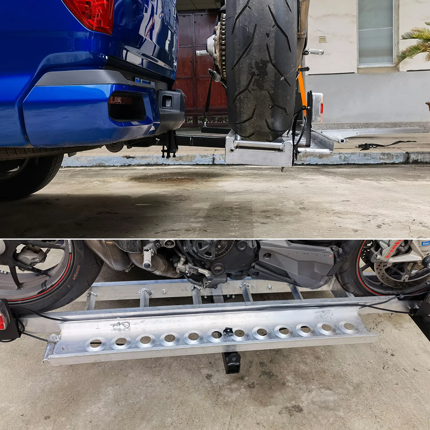 Алюминиевая аппарель-подставка для мотоцикла на фаркоп