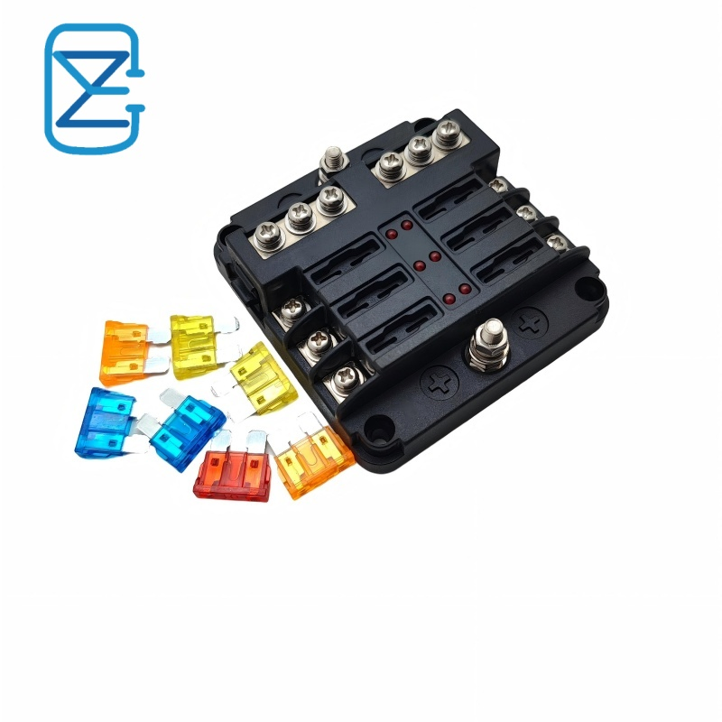 Factory Wholesale 6 Circuit Fuse Box with LED Warning, DC 12V-32V ATO Atc Fuse Block Holder for Automotive Marine