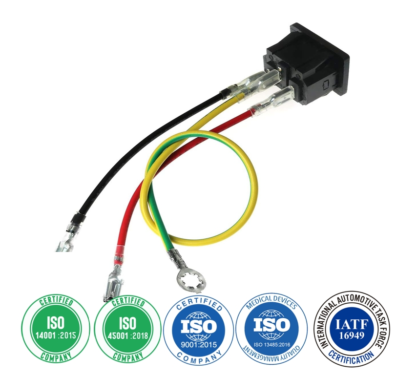 CE Certification IEC Appliance Inlet C14 15A Power Supply Wire Harness AC Inlet Socket Wire Harness