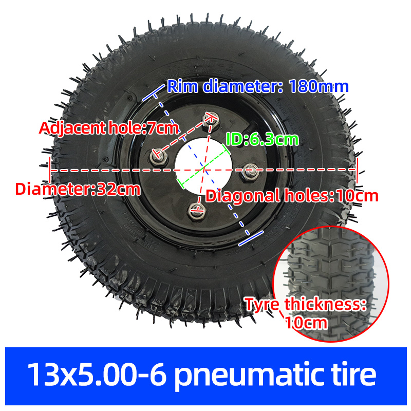 13*5.00-6 Pneumatic Tyre for High-Speed Freight Electric Tricycle Thickened Rubber Tire Non-Slip Wear Resistance