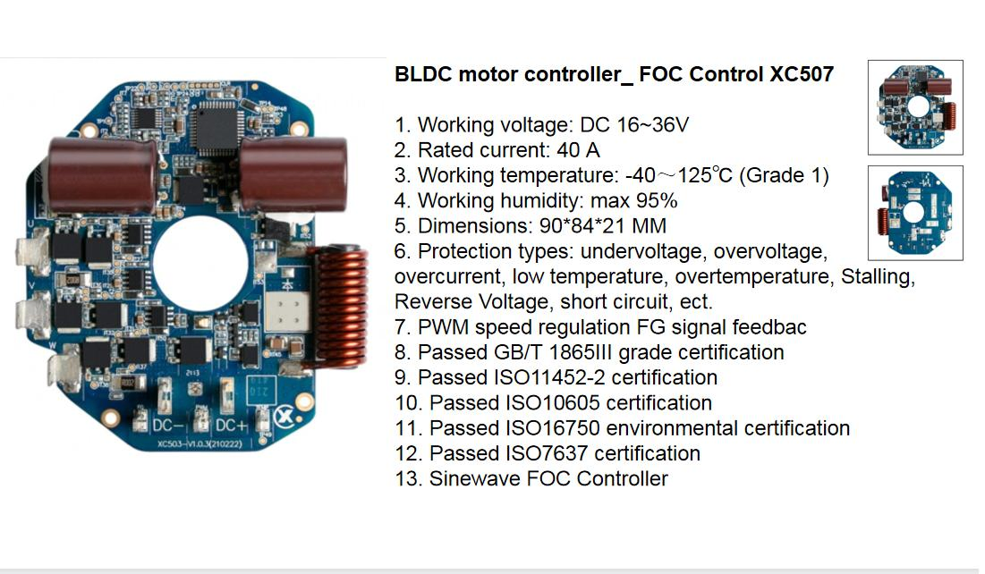 24V 960W BLDC Motor Controller for Vehicle HVAC System, Xc507