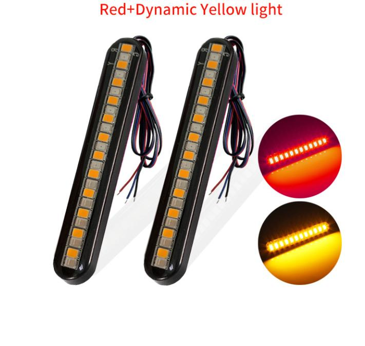3W 24PCS SMD Dual Color Dynamic Function DC10-30V LED Motorcycles Car Turck License Plate Lamp Water Driven Turning Brake Tail Light