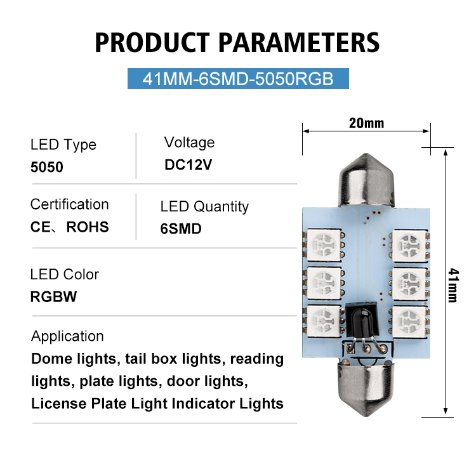 RGB LED подсветка салона BKR 12V, 6SMD, 5050