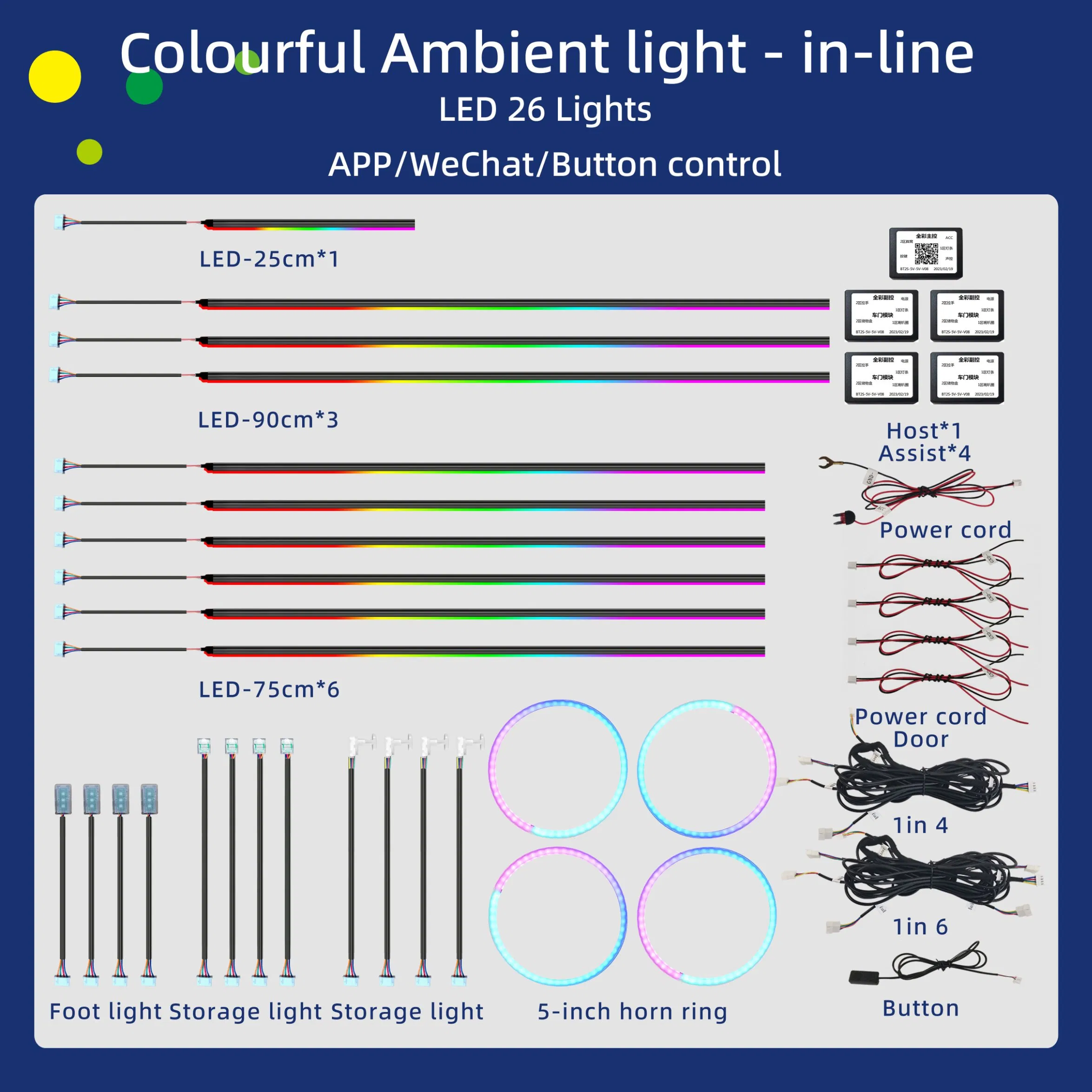 Универсальная RGBIC LED подсветка салона автомобиля