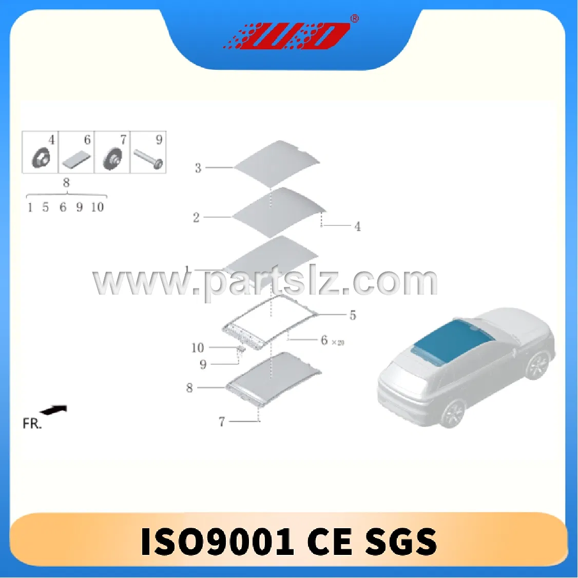 Li Auto L6 Original Front Sunroof Glass Price Laa-82130013, Laa-82130011 Panoramic Sunroof Glass for Ideal L6 PRO 2024 Laa-82130011