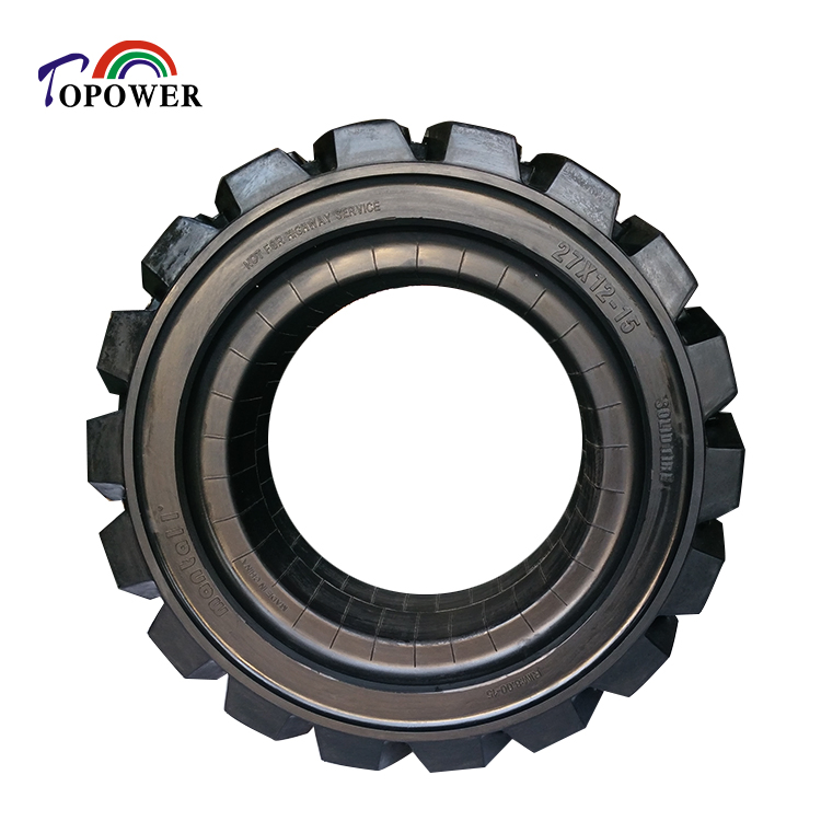 Solid Tyre Manufacturer Supply High Quality Solid Rubber Wheel Tire 27X12-15 for Slip Loader Scissor Lift