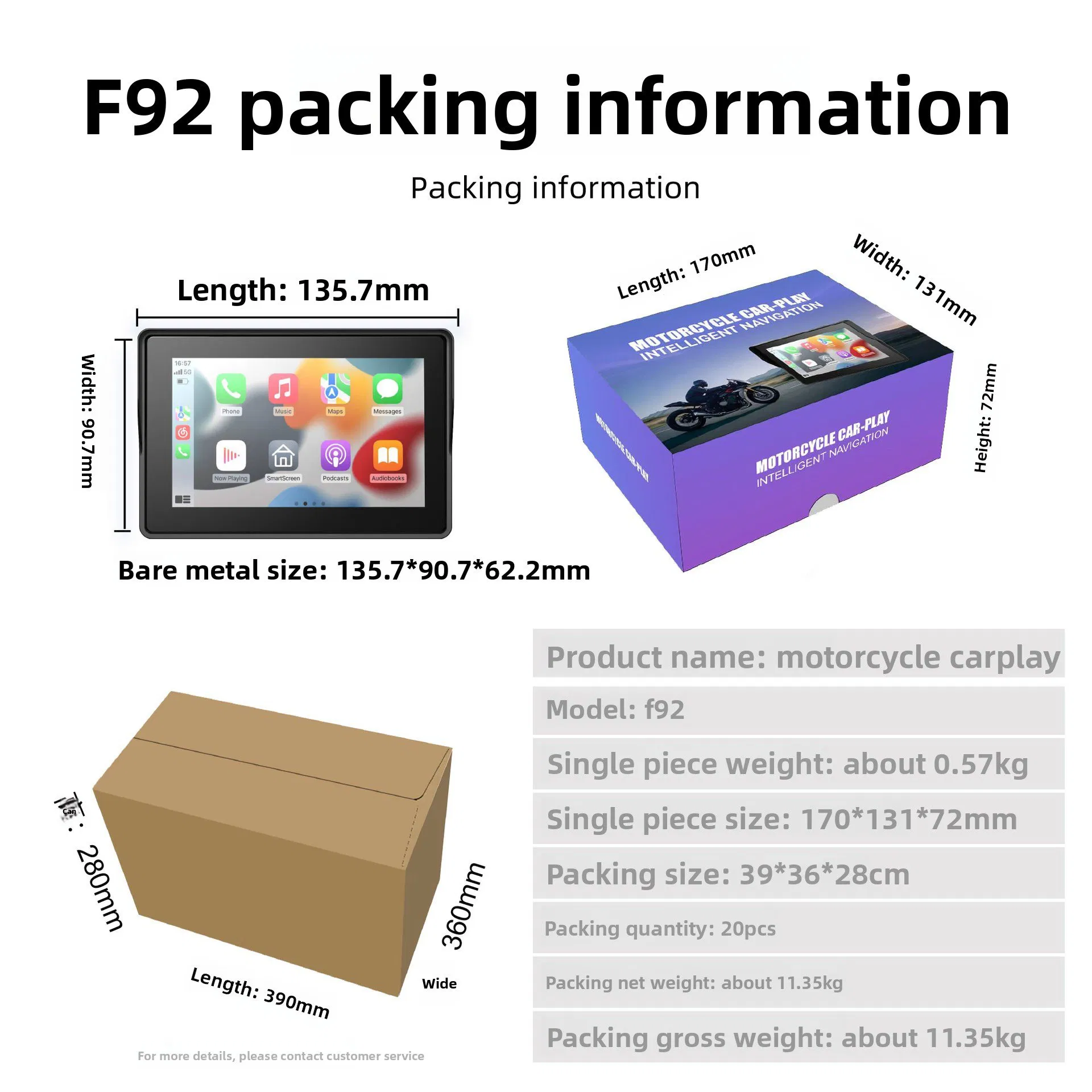5-дюймовый мотоциклетный навигатор с CarPlay и Android Auto