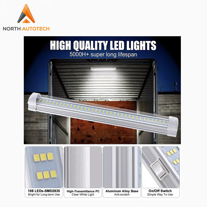 12V/24V 13 Inch LED Light Strip LED Light Bar LED Interior Light with on/off Switch 108 LEDs Strip Light