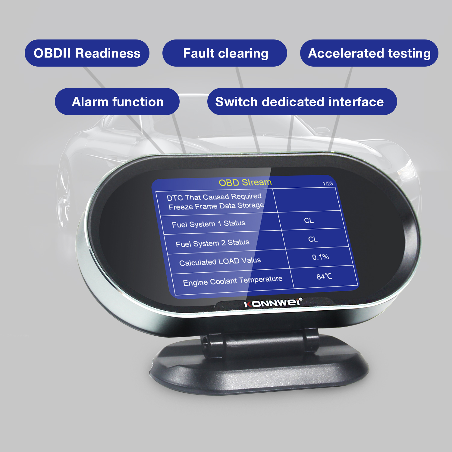 Цифровой датчик температуры и скорости Konnwei KW206 HUD OBD