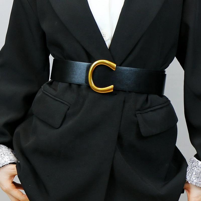 Fashion Apparel Accessories Alloy Letter Buckle Belt Ladies extra Wide Waist Seal