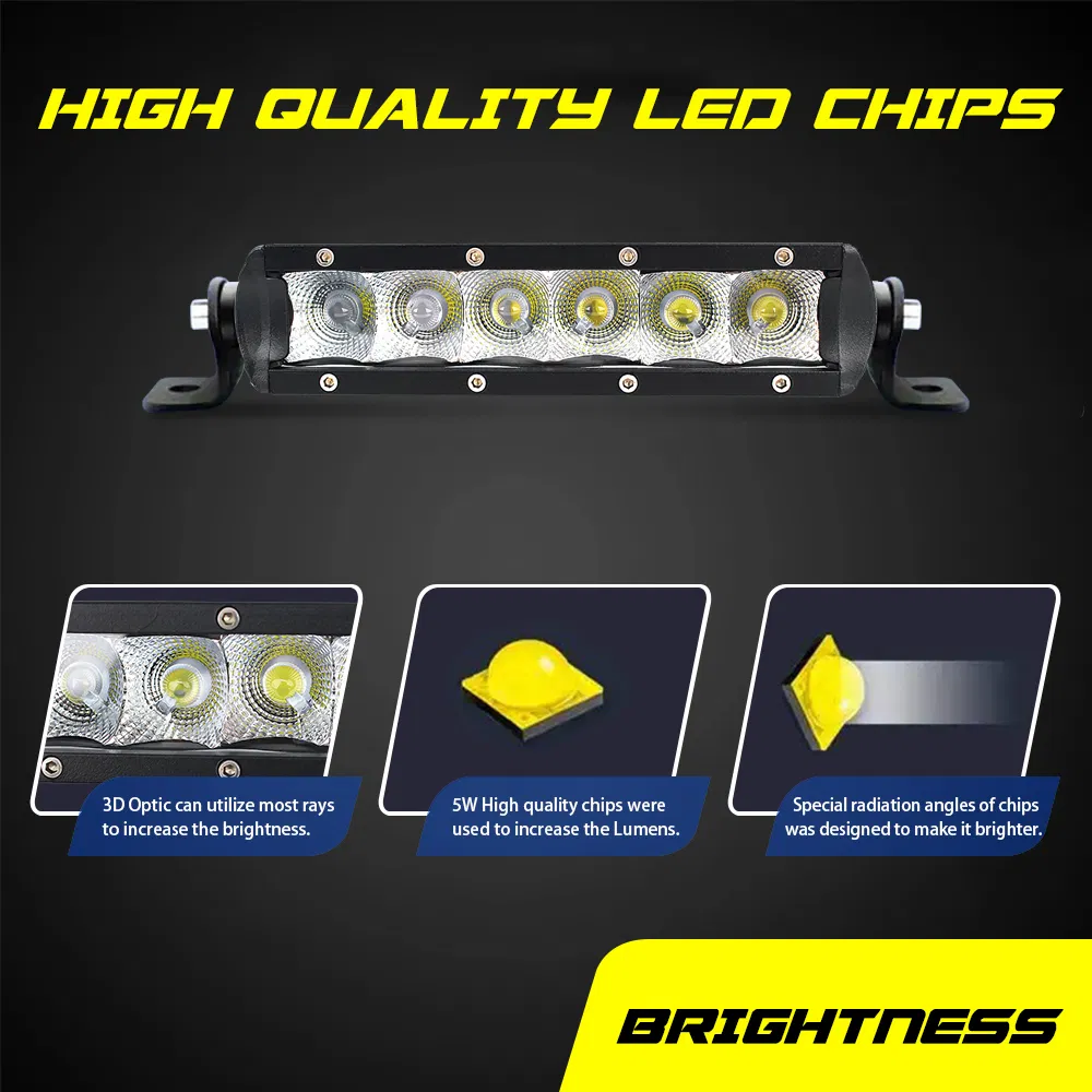 Светодиодная балка 7 дюймов 30Вт, 3D линза, внедорожник