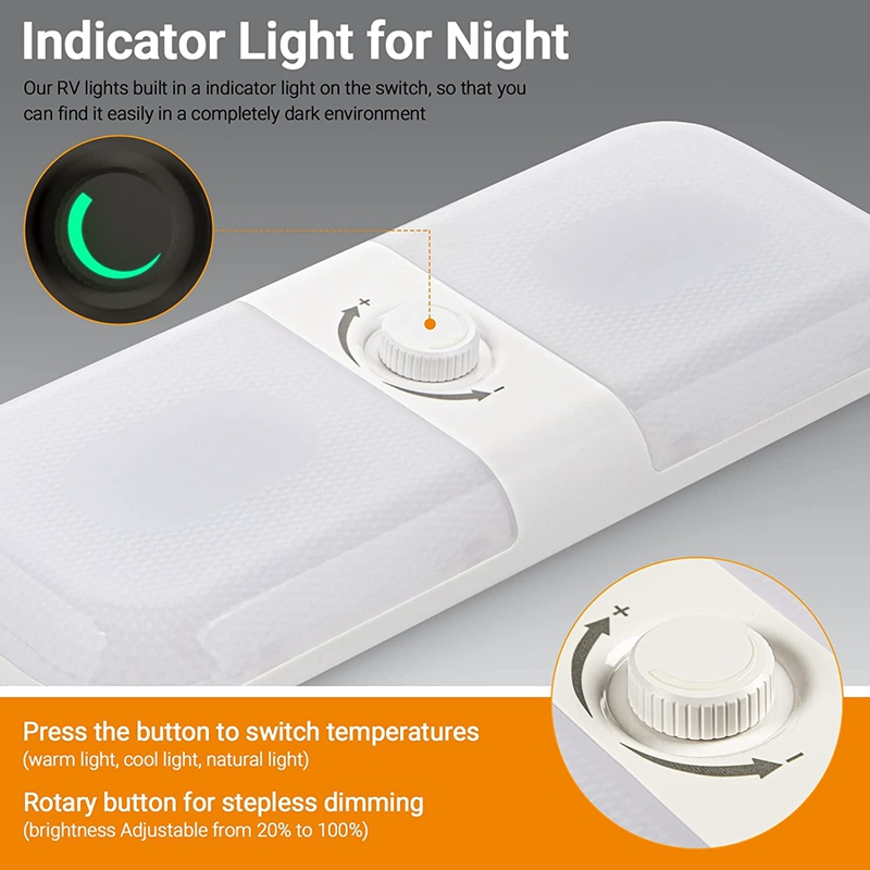 Светодиодные потолочные лампы для кемпера 3 цвета 12В/24В