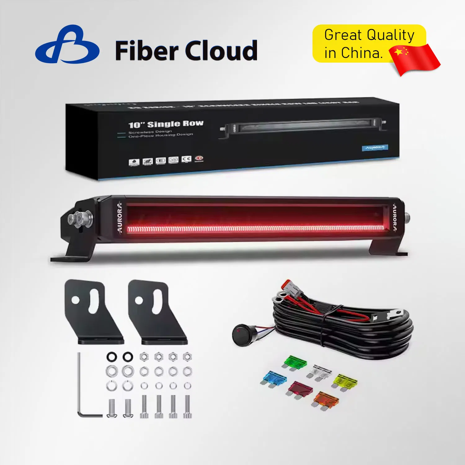 12V LED Car Spotlight Waterproof IP69K 10 Inch 50W Single Row Light