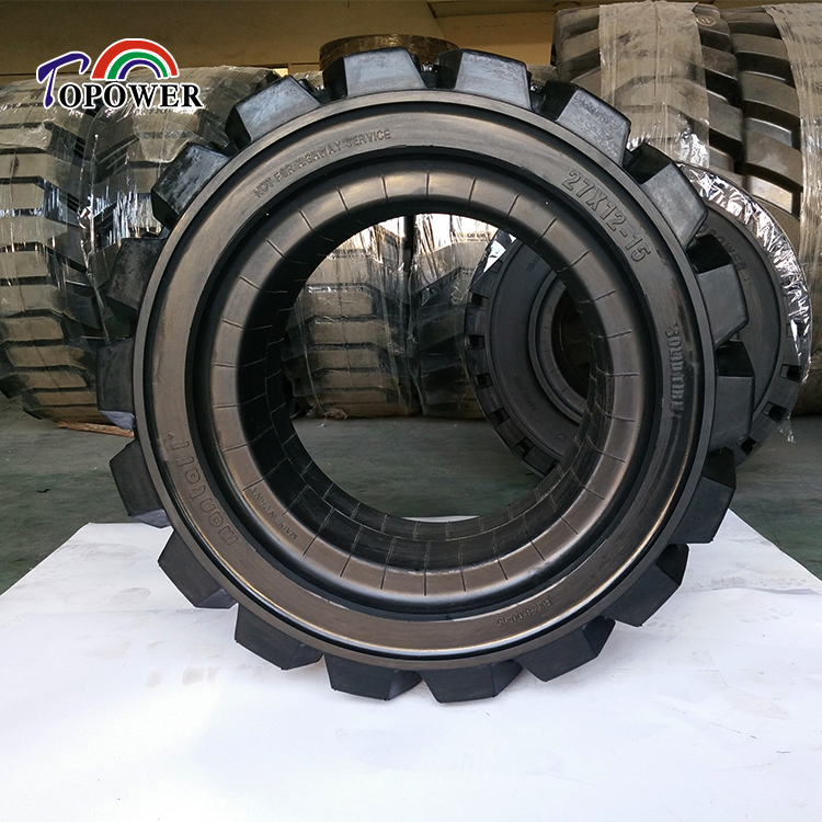Solid Tyre Manufacturer Supply High Quality Solid Rubber Wheel Tire 27X12-15 for Slip Loader Scissor Lift