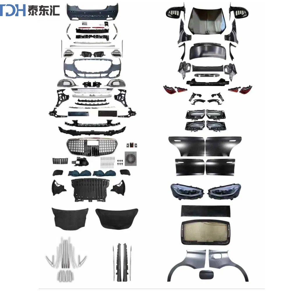 Upgrade W221 2006-2013 to W223 S450 MB S63 2024 Style Car Body Kit New Door Panel Hood Fenders Lights Bumpers Side Skirts