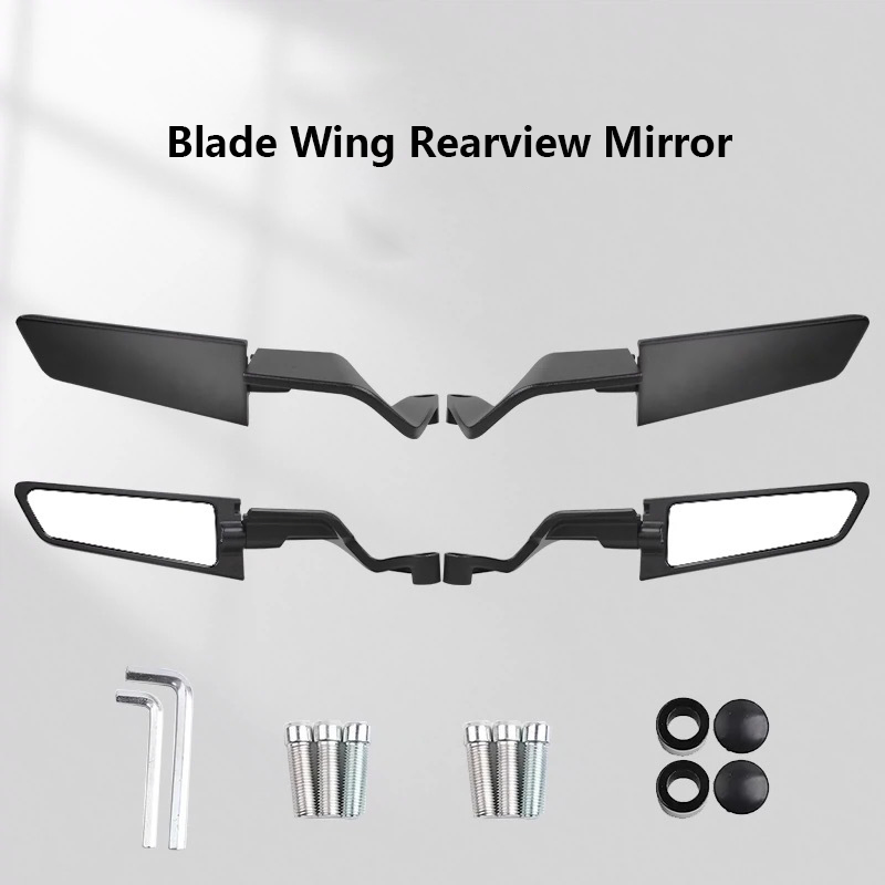 Aluminum Alloy Universal Multi-Angle Adjustable Aerodynamic Wing Mirrors for Motorcycles Square Blade Rearview Side Mirrors