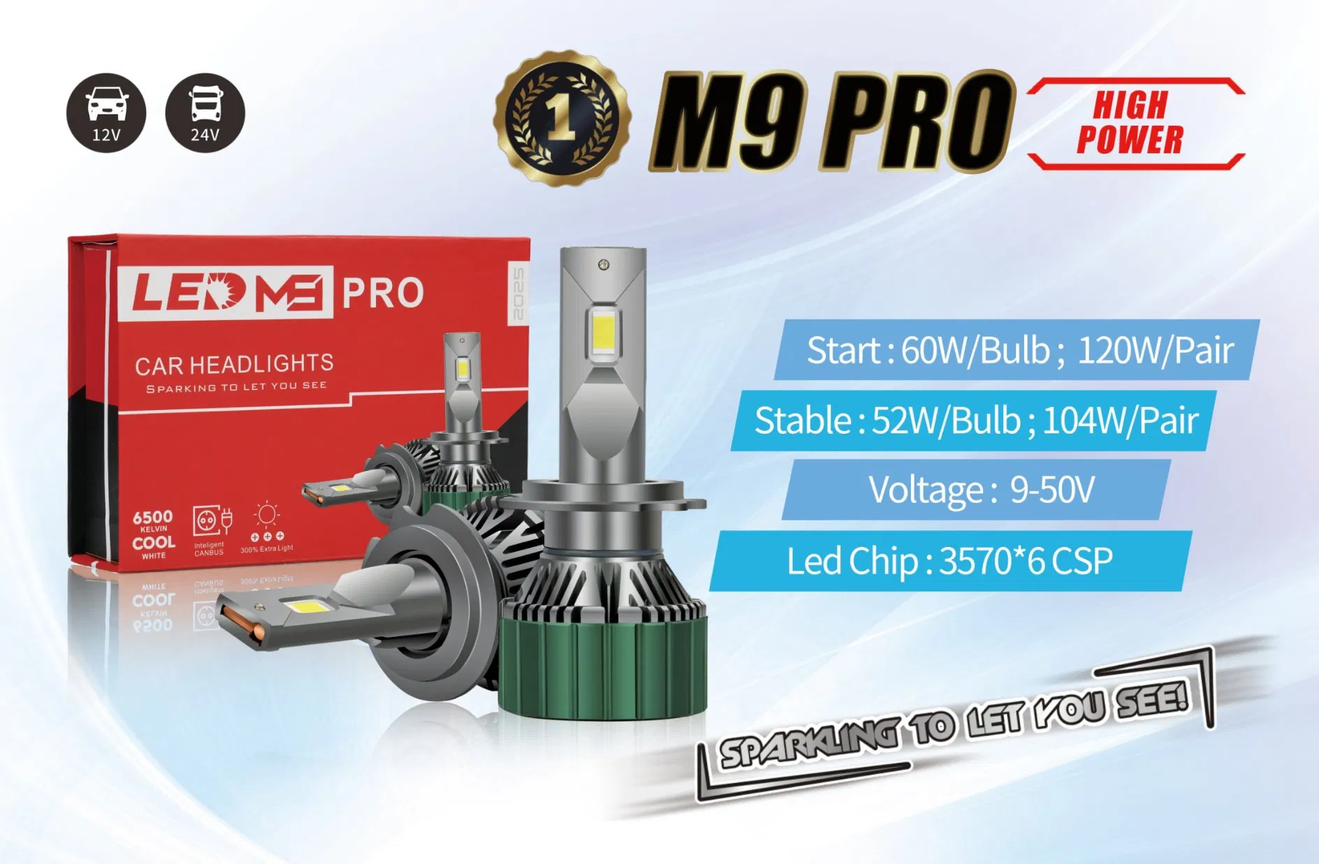 Светодиодные лампы M9PRO H1 H4 H11 15000 лм