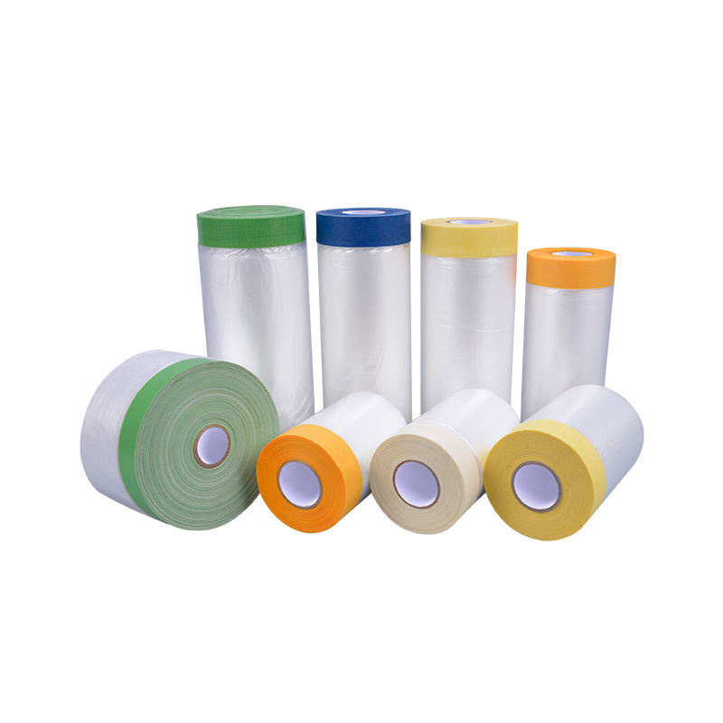 Pre Taped Masking Cover Film and Masking Paper Tape 2700mm/2100mm/1400mm/1100mm/550mm/300mm
