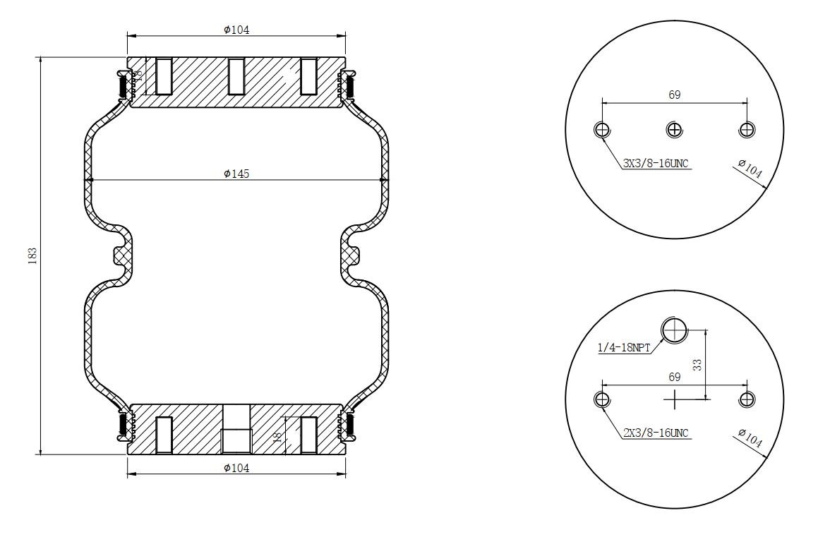 2b5813 Double Air Spring for OE Number W01-358-5813 Air Rubber Parts