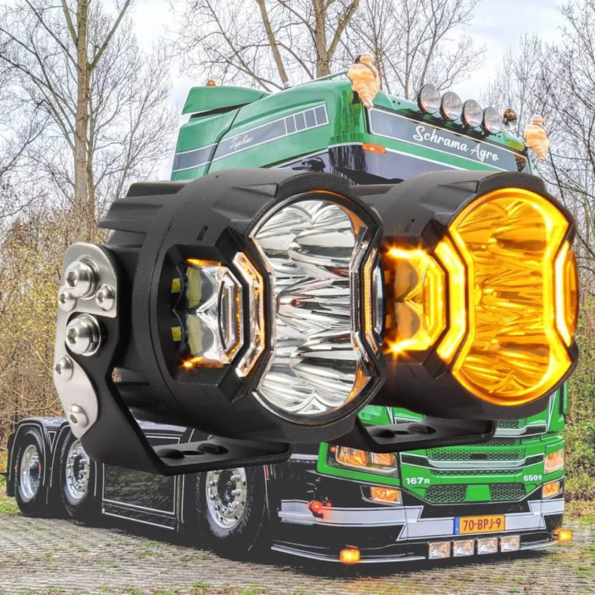 Светодиодные рабочие фары Euro Trailer 27W, 3 дюйма, янтарные