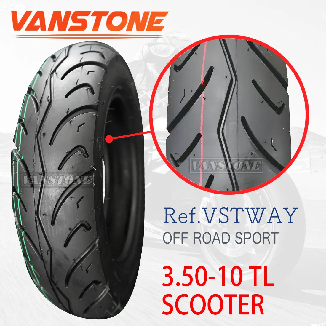 Шина мотоциклетная бескамерная 3.50-10 для электроскутера