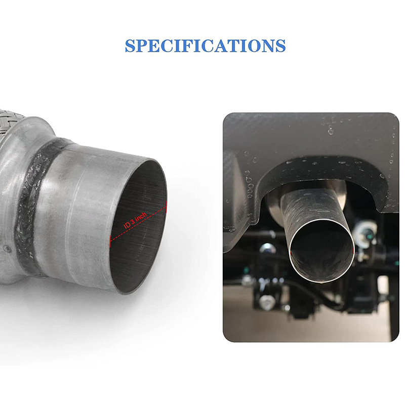 3" X 6" Heavy Duty Stainless Steel Exhaust Flex Pipe 10" Ol