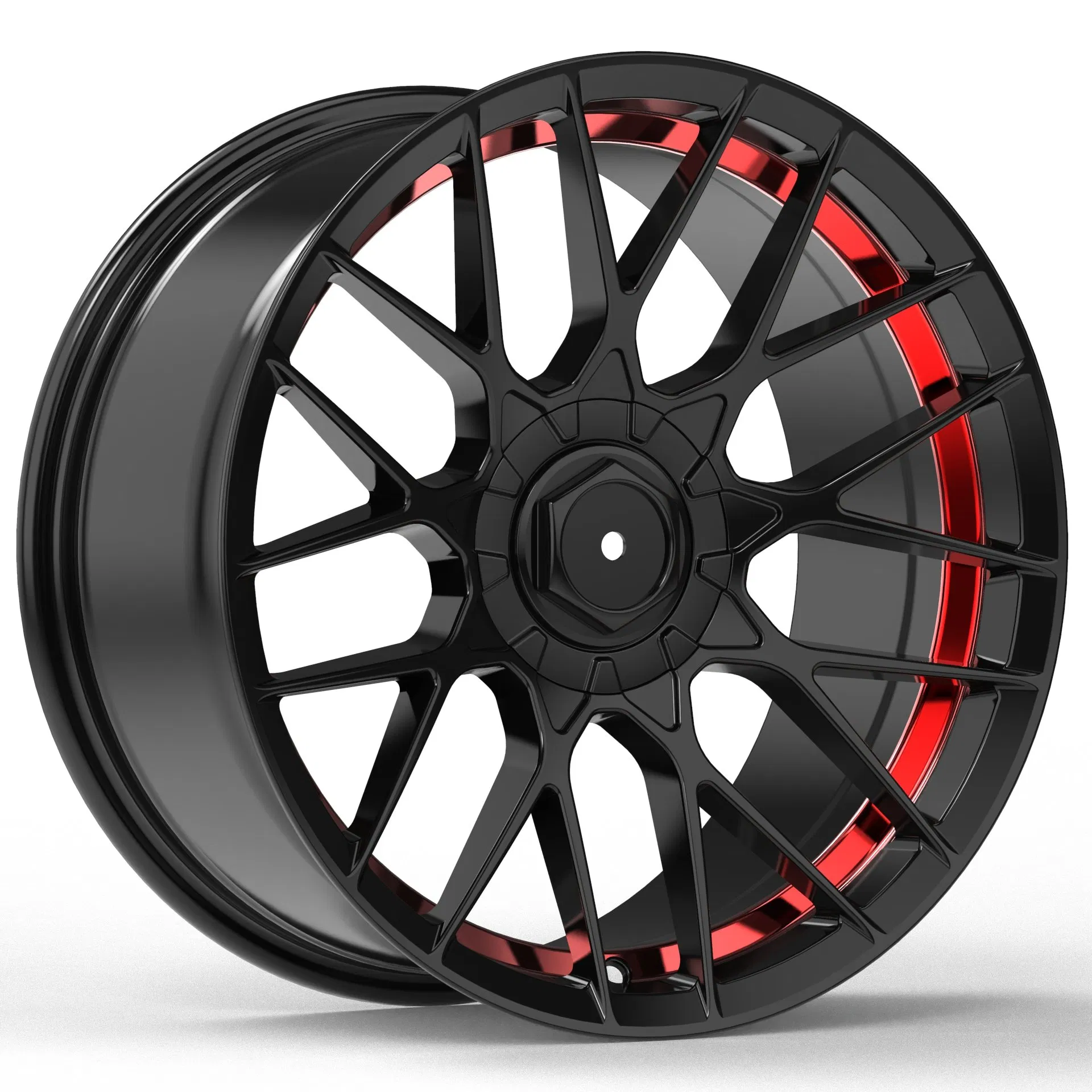 Литые диски Hengder 9006 Black Machine с красной/синей полосой