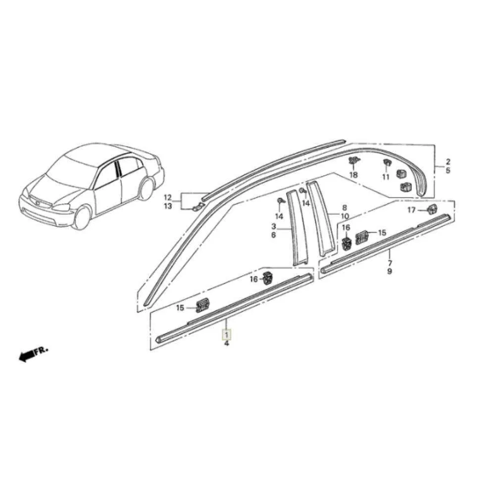 Уплотнитель двери и окна для Honda Civic 2001-2005
