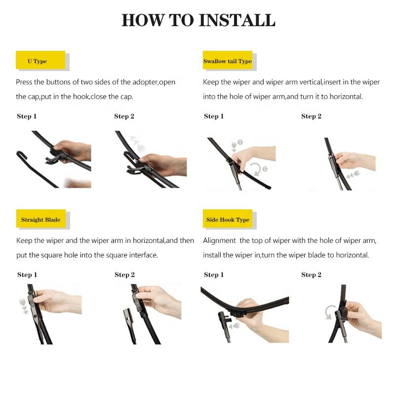 High Quality Auto Windshield Wiper Silicone Universal Soft Rubber J U Hook Quite Windscreen Car Wiper Blades