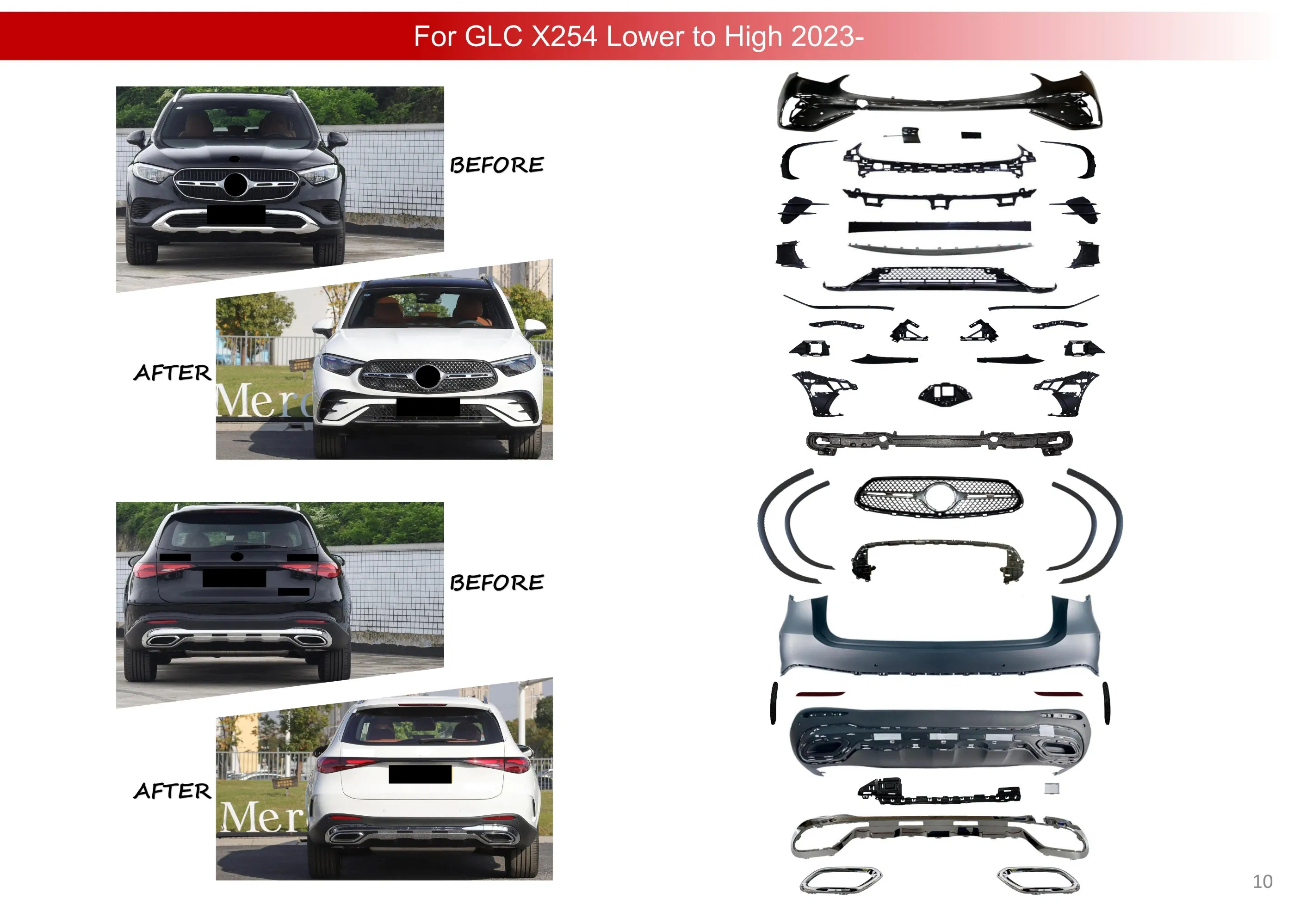 Sport Bumper Body Kit for Gle350 Upgrade to Gle450 167 2021 with Front Grille