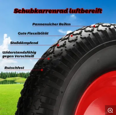 Wheelbarrow Wheel Pneumatic Tyres – Replacement Rubber Wheel with Axle