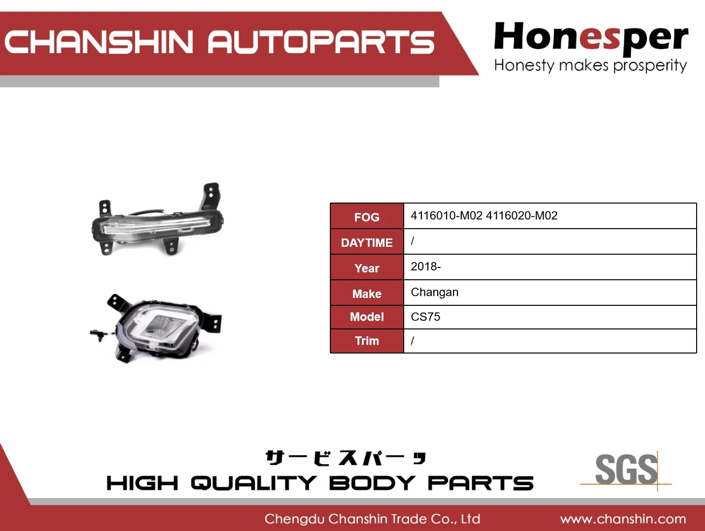 Противотуманная фара для Changan CS75 2018-2021