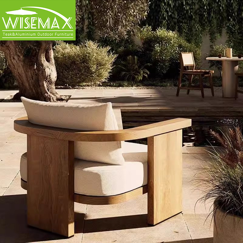 WISEMAX уличный модульный диван из цельного тикового дерева с водонепроницаемыми подушками, 3-местный