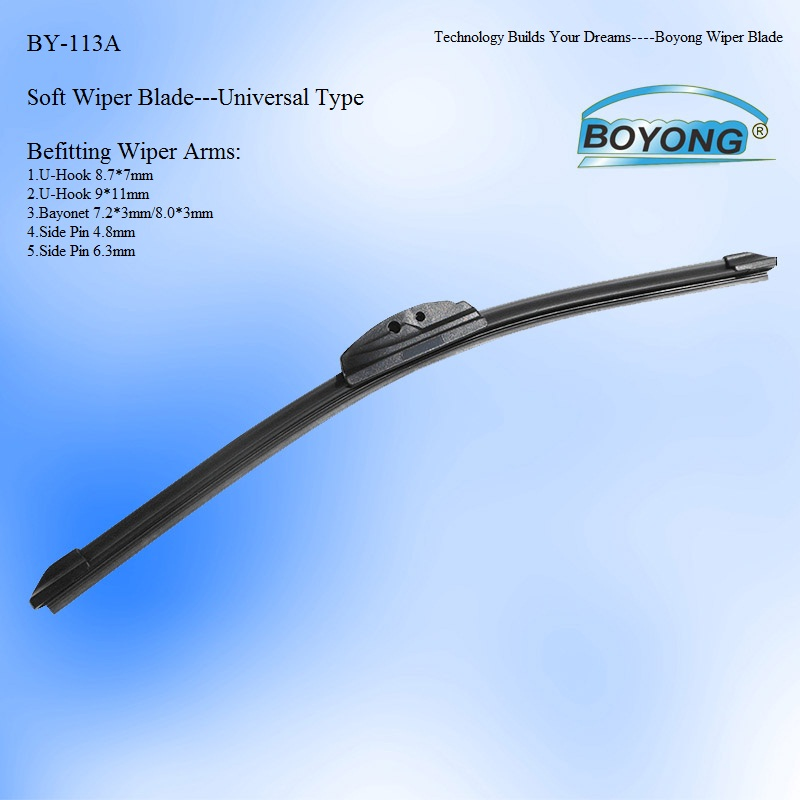 OEM Customed Wholesale Conventional Wiper Stock Universal Beam Natural Rubber Soft Flat Wiper Blade Frameless Car Wiper U Hook Wiper Auto Parts Car Accessories