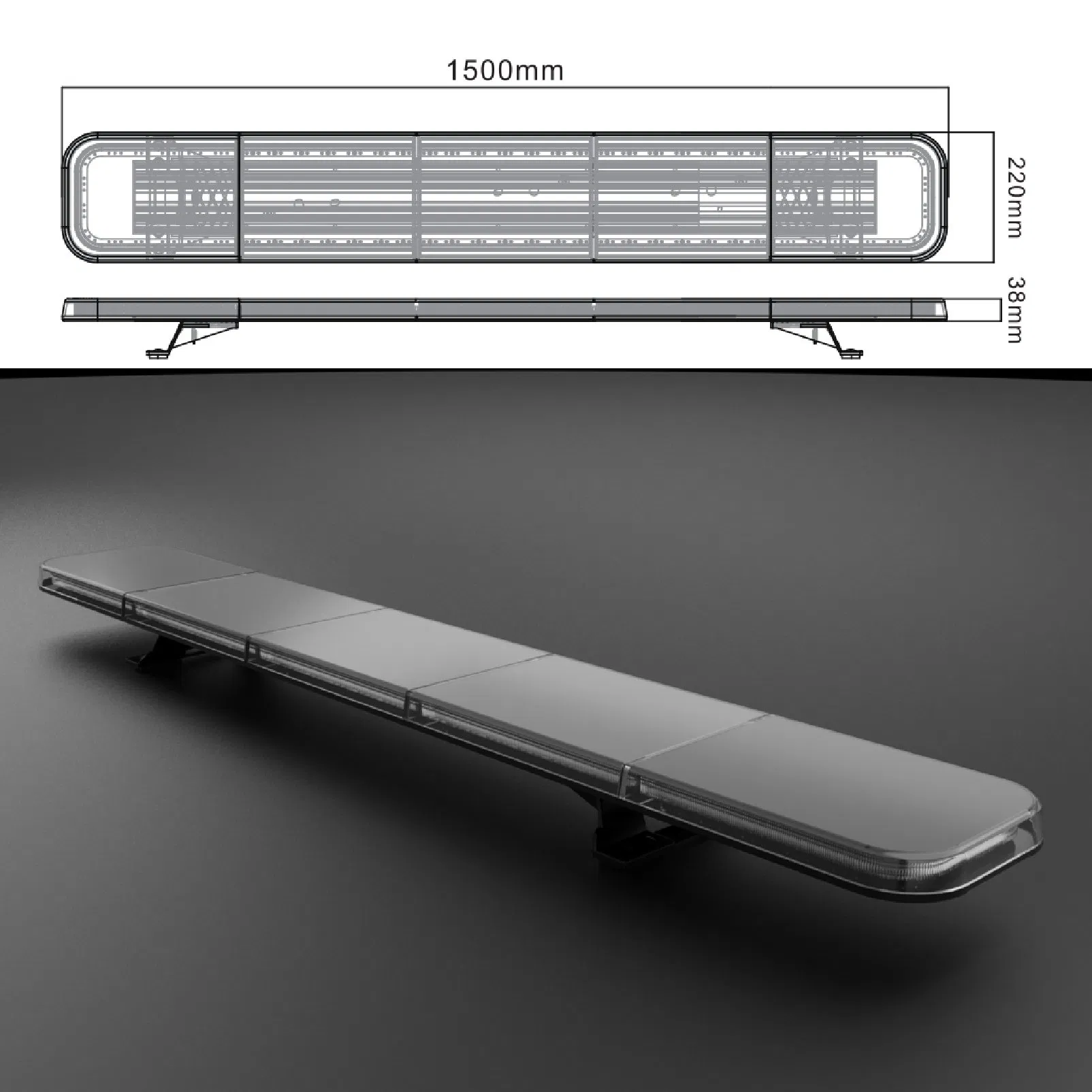 New Design 1500mm Ambulance Roof Top Amber Emergency Flashing LED Warning Strobe Lightbar