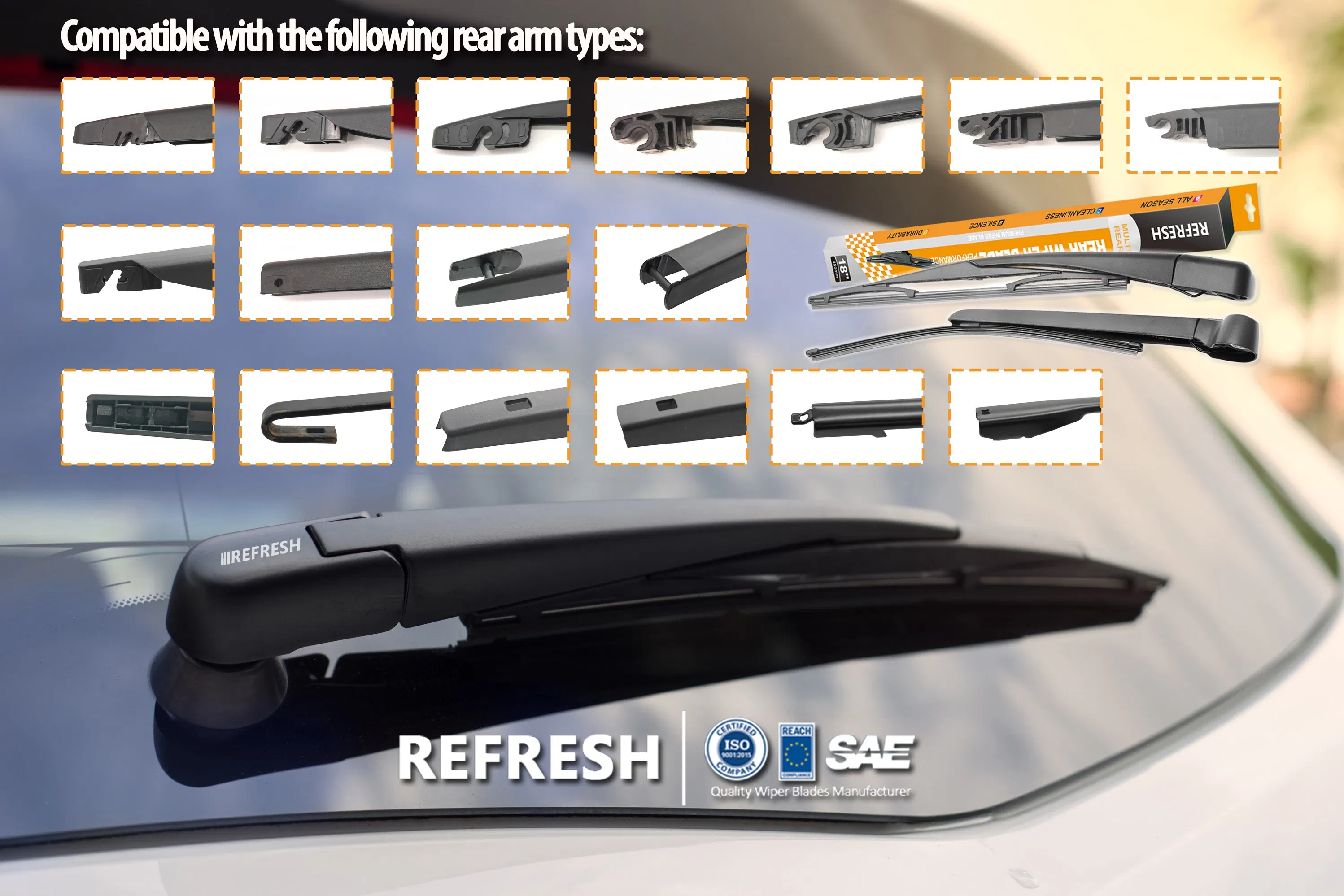 Premium Quality Plastic Type Multi-Fit Rear Wiper Blade Rear Windscreen Car Accessories