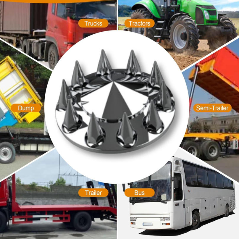 Axle Wheel Covers with 33mm Thread-on Lug Nuts for Truck Trailer Bus