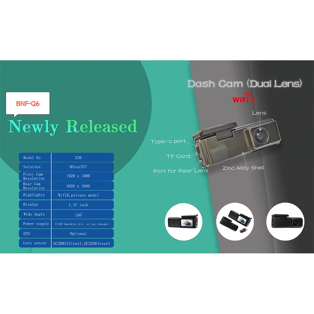 Видеорегистратор Dual Lens 1K с ночным видением и Wi-Fi