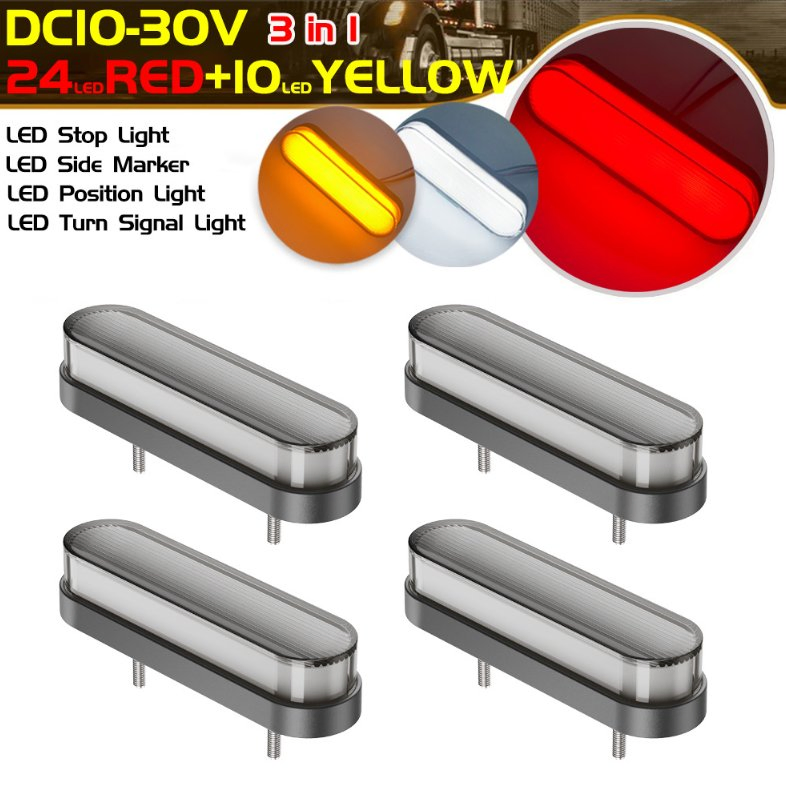 34 PCS DC 10~30V LED Car Turn Signal Tail Light for Road Traffic Waterproof Flowing Reverse Brake Stop Turn Rear Signal Trailer Light