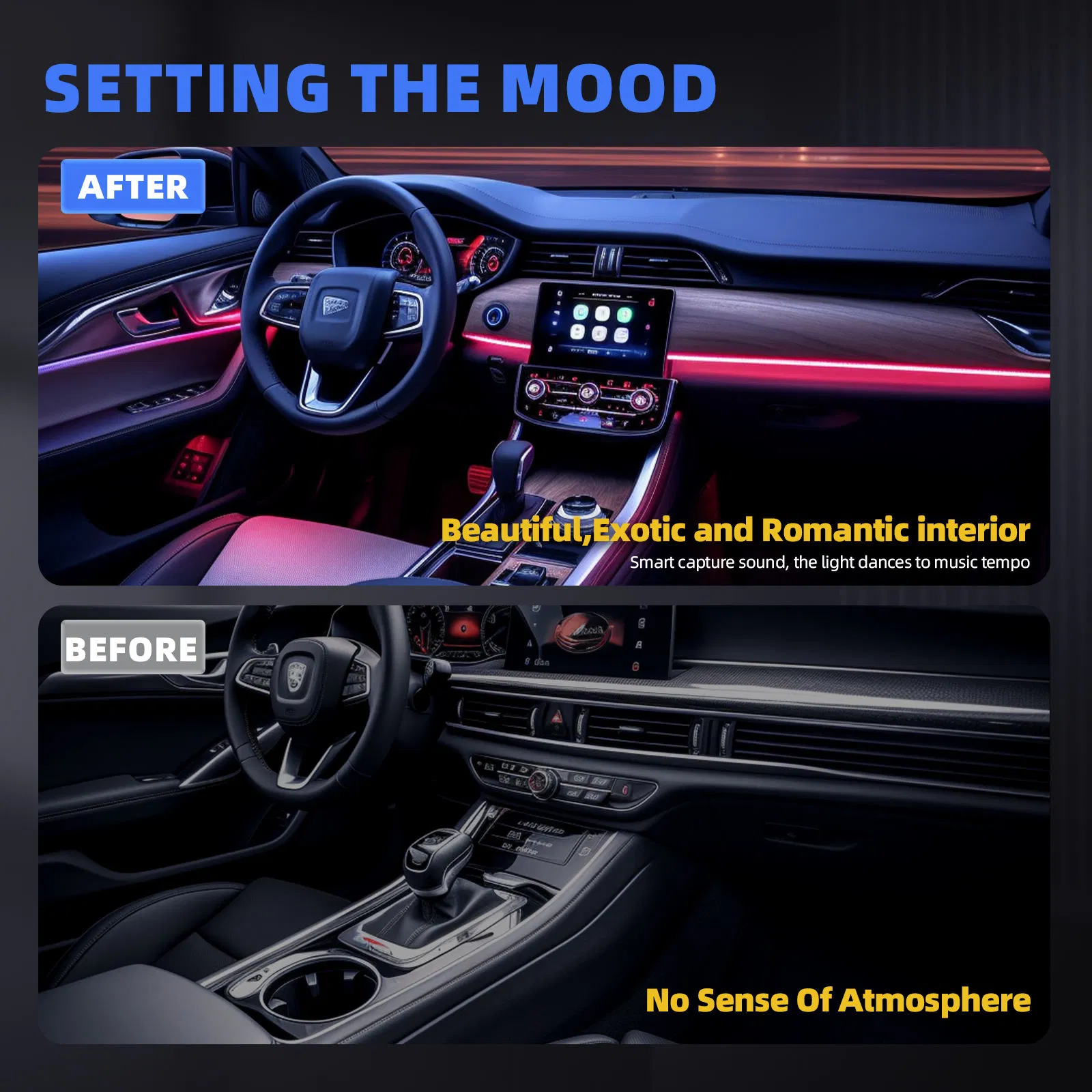 Универсальная RGBIC LED-подсветка салона автомобиля